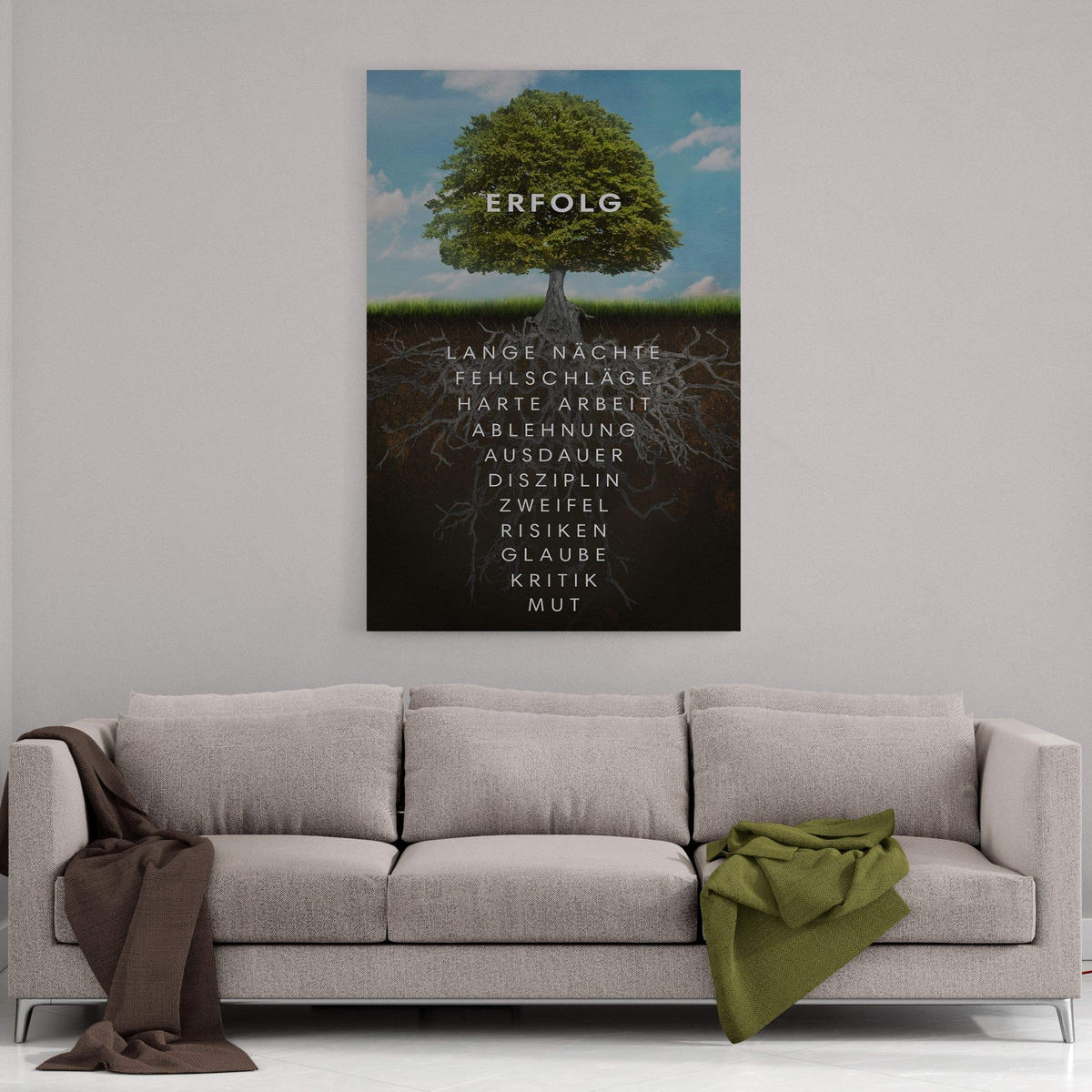 WANDBILD XXL "Baum des Erfolges" - 80 x 120cm - Weiß, Textil (80/120cm) - Hustling Sharks