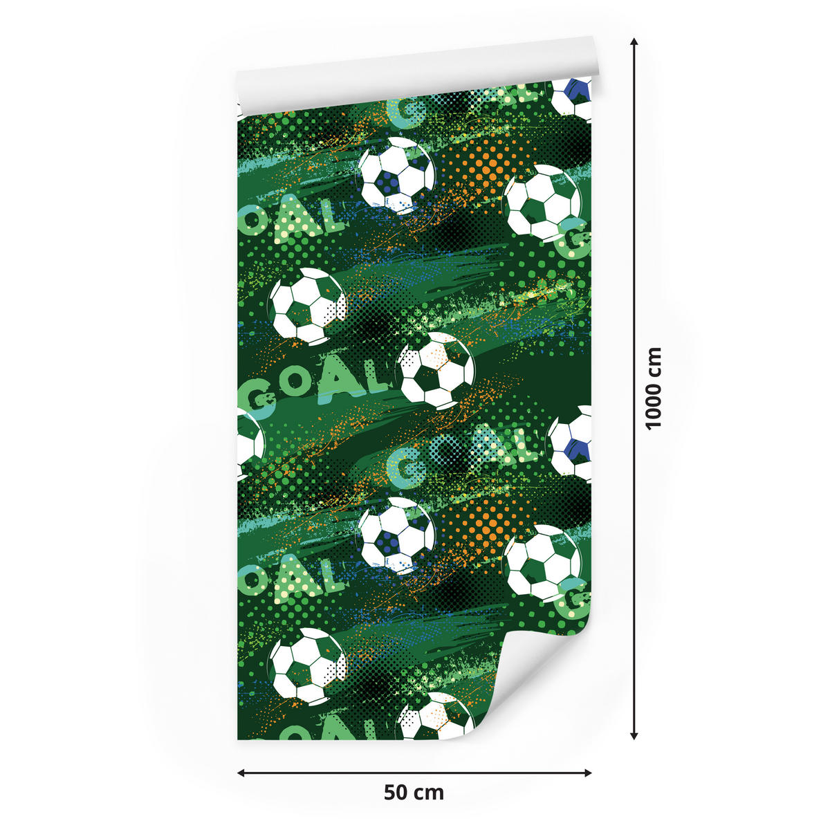 VLIESTAPETE Fußball-Graffiti Goal – Grün, Schwarz – 50x1000 cm - Schwarz/Grün, Papier (50/1000cm) - Muralo