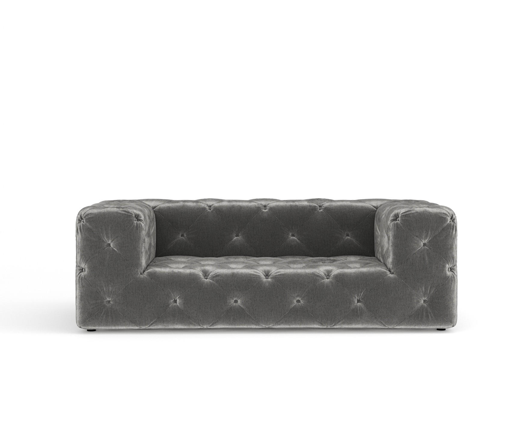 2-SITZER-SOFA Cosimo Grau Chenille - Schwarz/Grau, Holz/Holzwerkstoff (193/71/100cm) - Maison de Reve