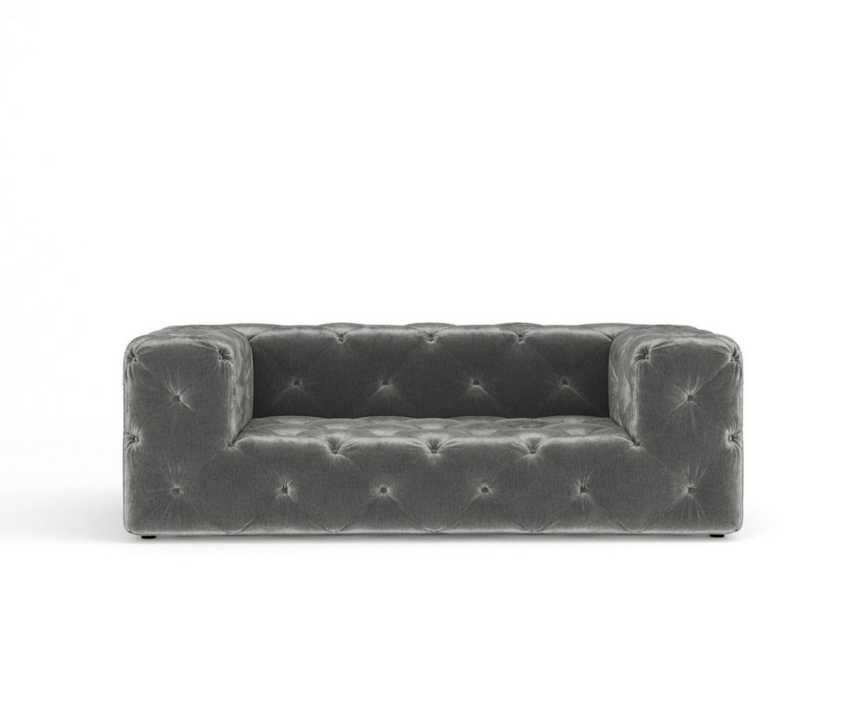 2-SITZER-SOFA Cosimo Grau Chenille - Schwarz/Grau, Holz/Holzwerkstoff (193/71/100cm) - Maison de Reve