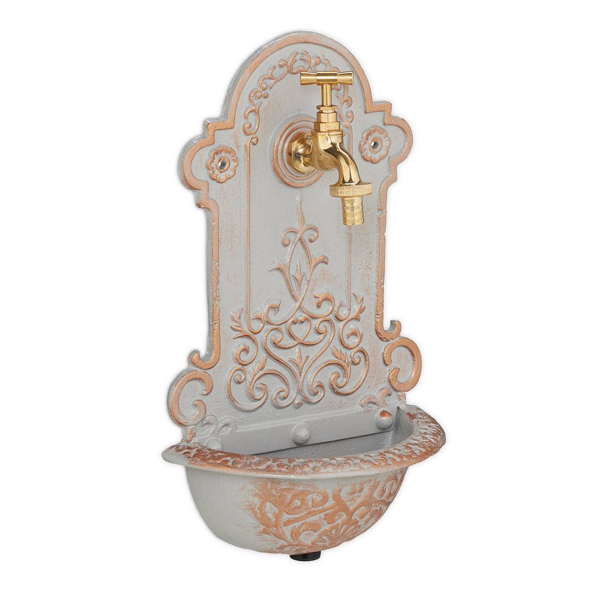 WANDBRUNNEN - Grau, Metall (10.5/22/36cm) - Relaxdays