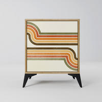 SIDEBOARD EXCEPTIONAL STREAM, Eichefarben, 57,5x42x70,5 cm, Schwarze Metall-Sternfüße - Eichefarben/Multicolor, Holzwerkstoff/Metall (57.5/70.5/42cm) - SpaceRebels
