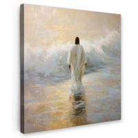 LEINWANDBILD Gemälde - Welle - Jesus - Abstrakt Wandbild Wohnzimmer 50x50 cm - Goldfarben, Textil (50/50cm) - MuchoWow