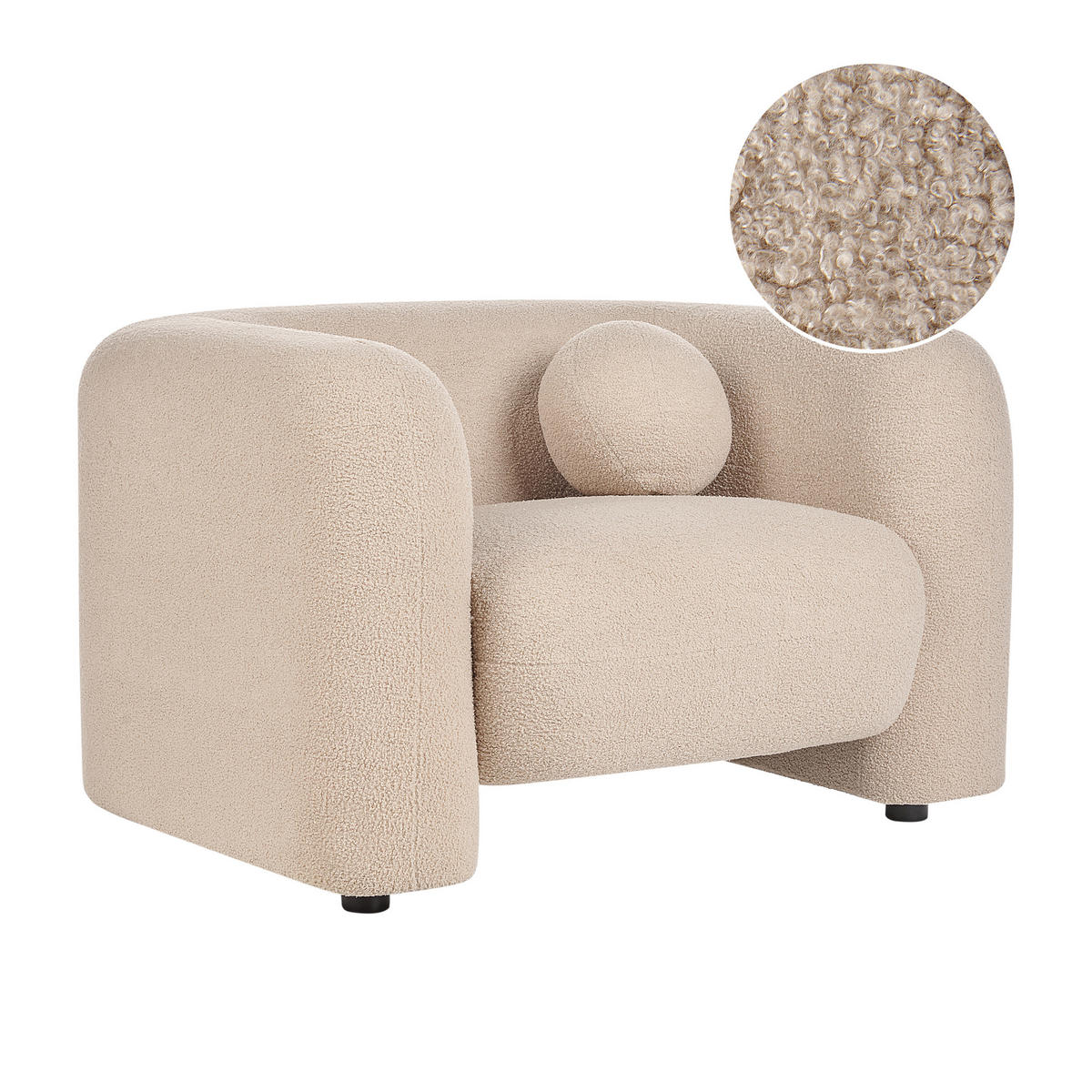SESSEL Bouclé Beige Leiren - Beige, Textil (111/73/83cm) - Beliani
