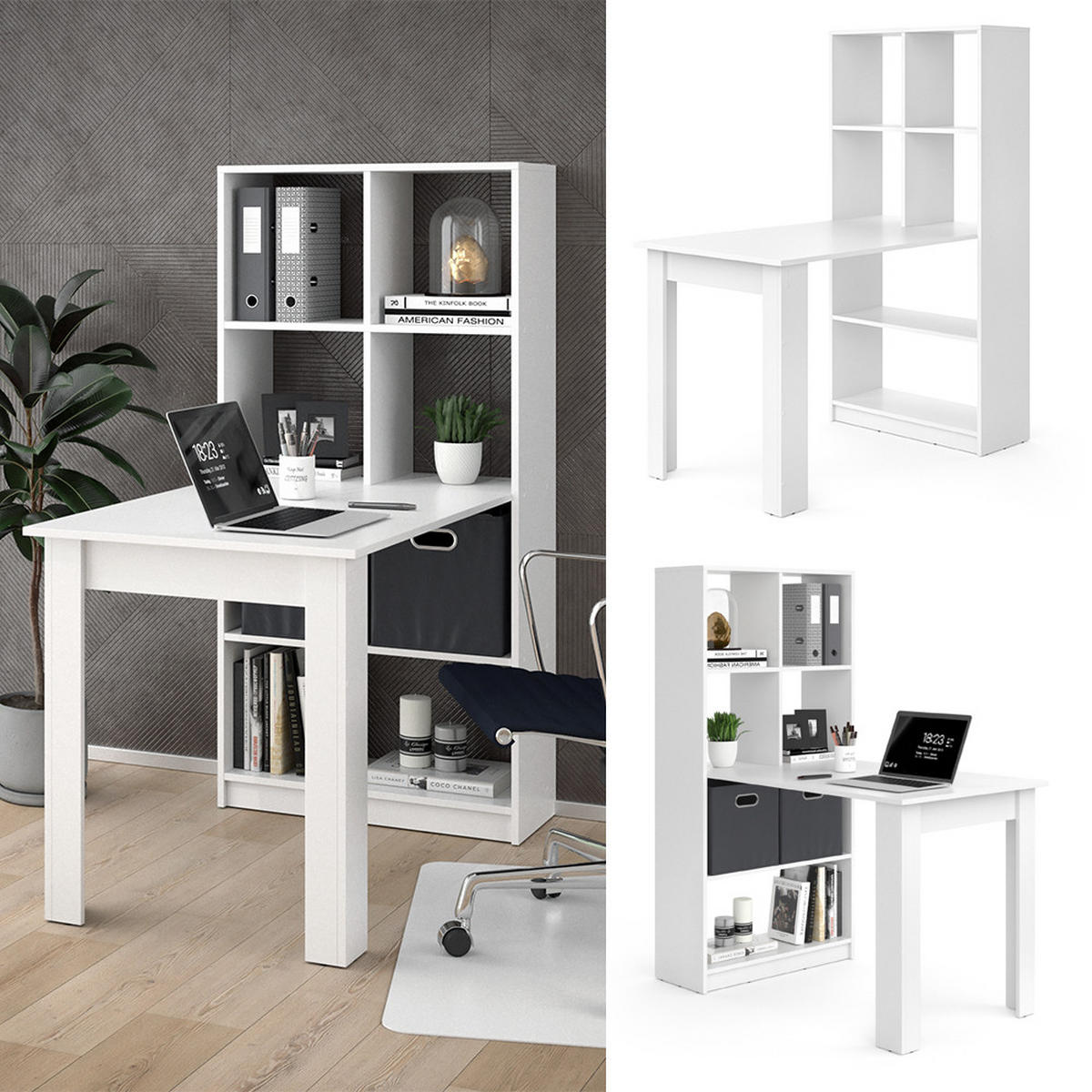 SCHREIBTISCH Gael Weiß 70 x 122 cm - Weiß, Holzwerkstoff (122/70/145.6cm) - Vicco