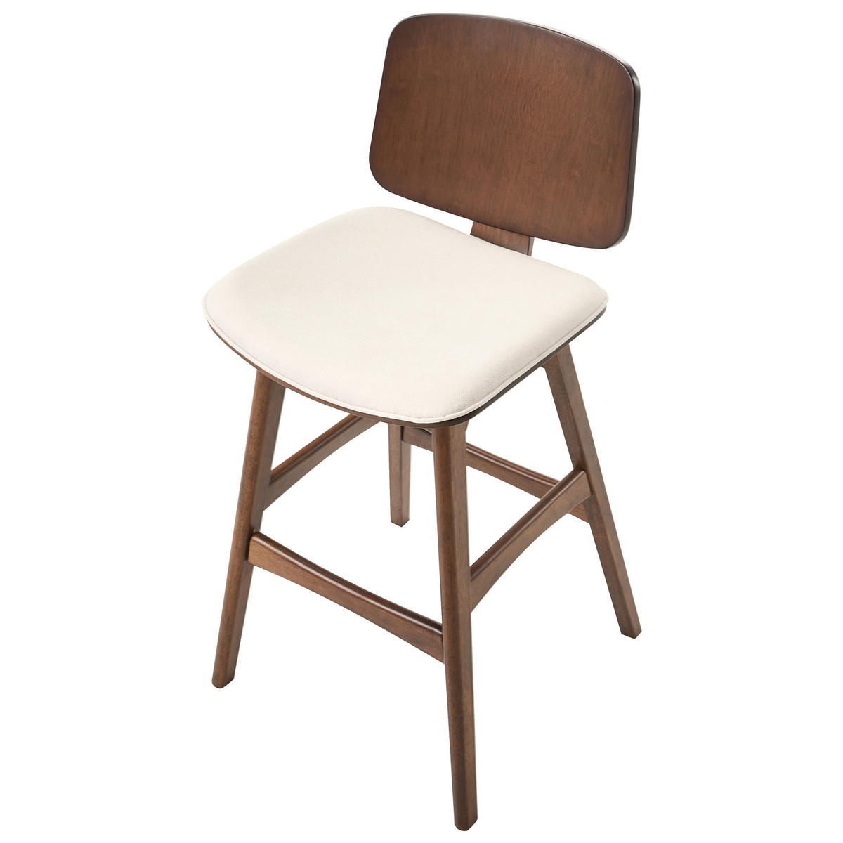 BARSTUHL 2er-Set Holz Braun/Hellbeige Charleston - Beige, Textil (47/92/50cm) - Beliani