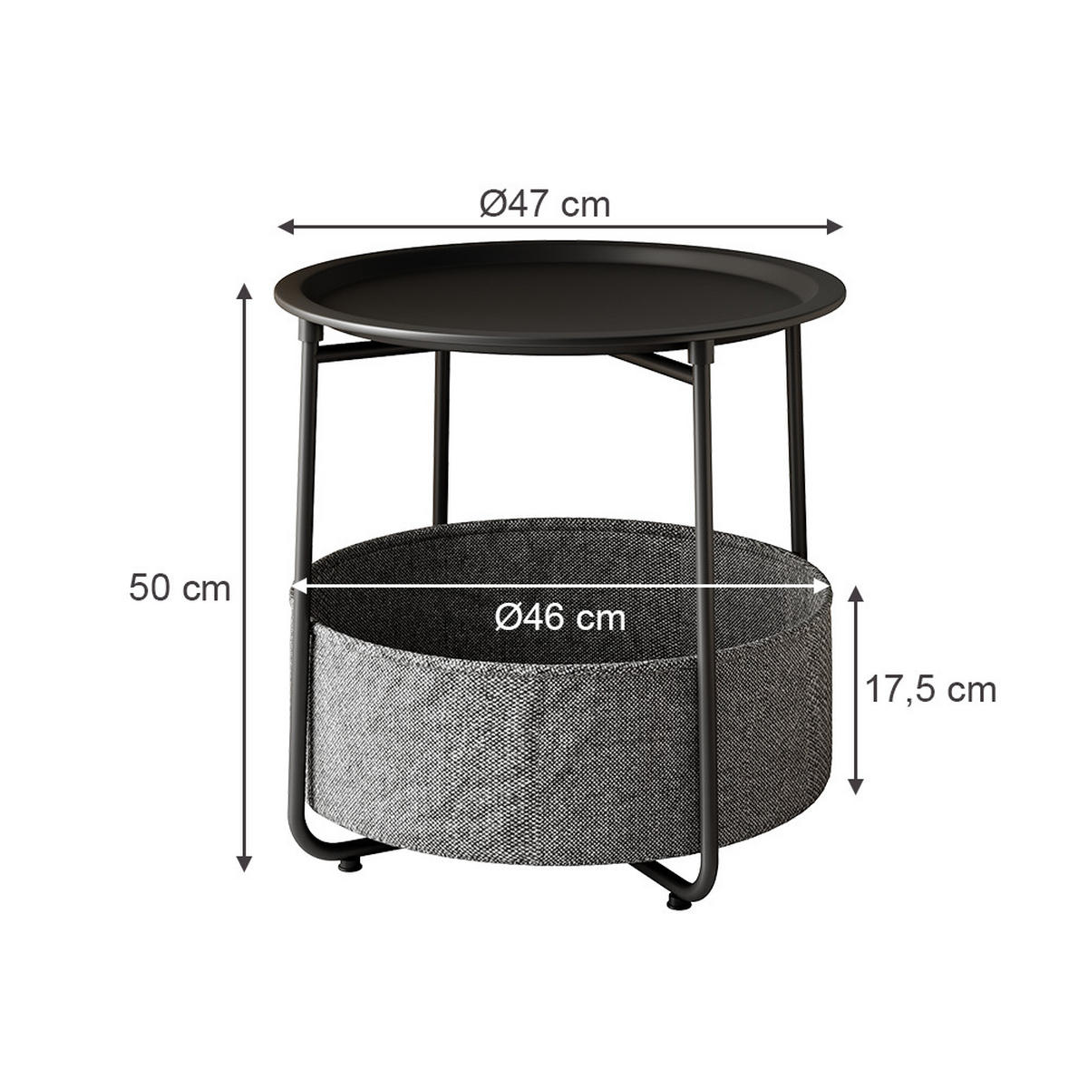COUCHTISCH Liva Schwarz 47 x 50 cm - Schwarz, Holzwerkstoff (50/47/50cm) - Vicco