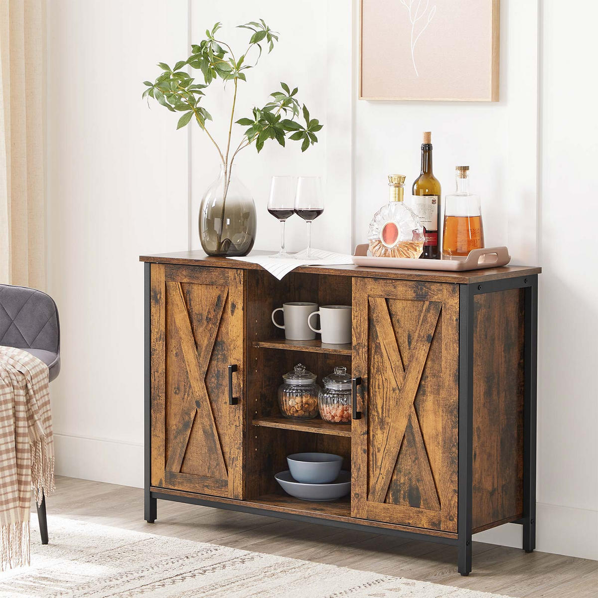 SIDEBOARD - Braun, Holzwerkstoff (35/70/100cm) - Hansiro