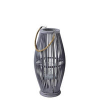 LATERNE Lucie grau 24/24/74 cm Korbgeflecht - Grau, Holz (24/74/24cm) - Mondex
