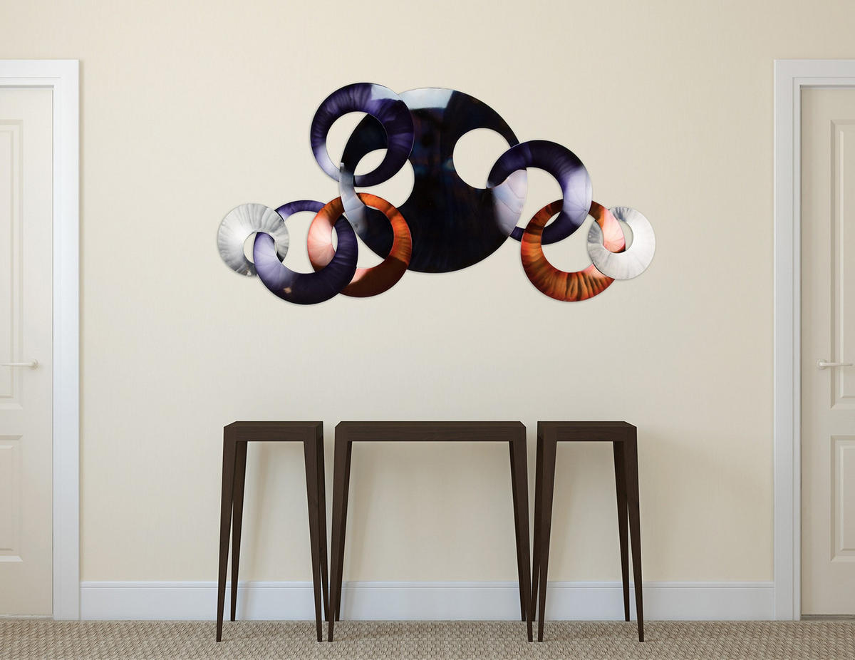 WANDDEKO Kupfer 125/65 cm - Blau/Kupferfarben, Metall (3.42/65/8cm) - KUNSTLOFT