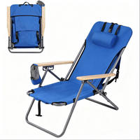 KLAPPBARER Campingstuhl 69/56/80 cm aus Oxfordstoff und Metall mit 4-fach verstellbarer Rückenlehne, Rucksackfunktion, Blau - Blau, Metall (56/57/98cm) - Redom