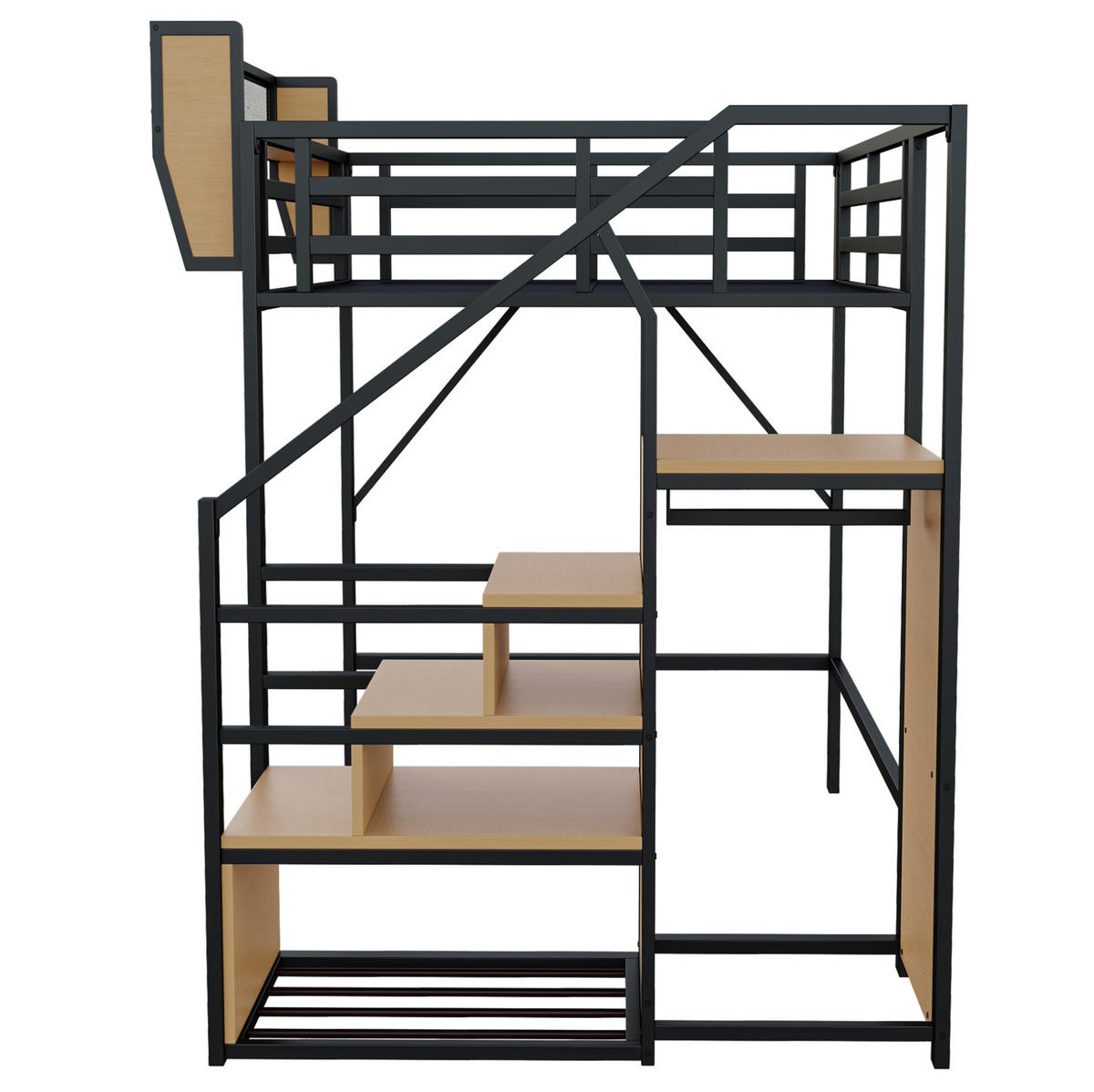 HOCHBETT 140/200 cm aus Metall mit Ablagefach, Schwarz - Schwarz, Metall (140/200cm) - OKMYHOME
