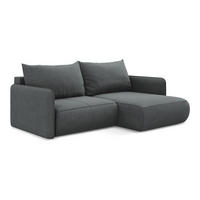 ECKSOFA mit Schlaffunktion Strukturstoff Stoff Grau - Schwarz/Grau, Kunststoff/Textil (207/148cm) - Makamii