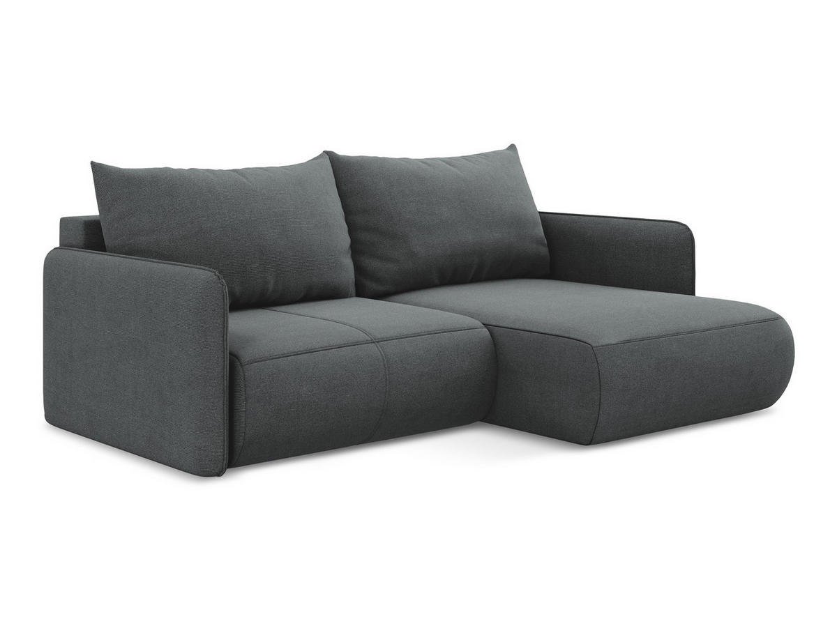 ECKSOFA mit Schlaffunktion Strukturstoff Stoff Grau - Schwarz/Grau, Kunststoff/Textil (207/148cm) - Makamii