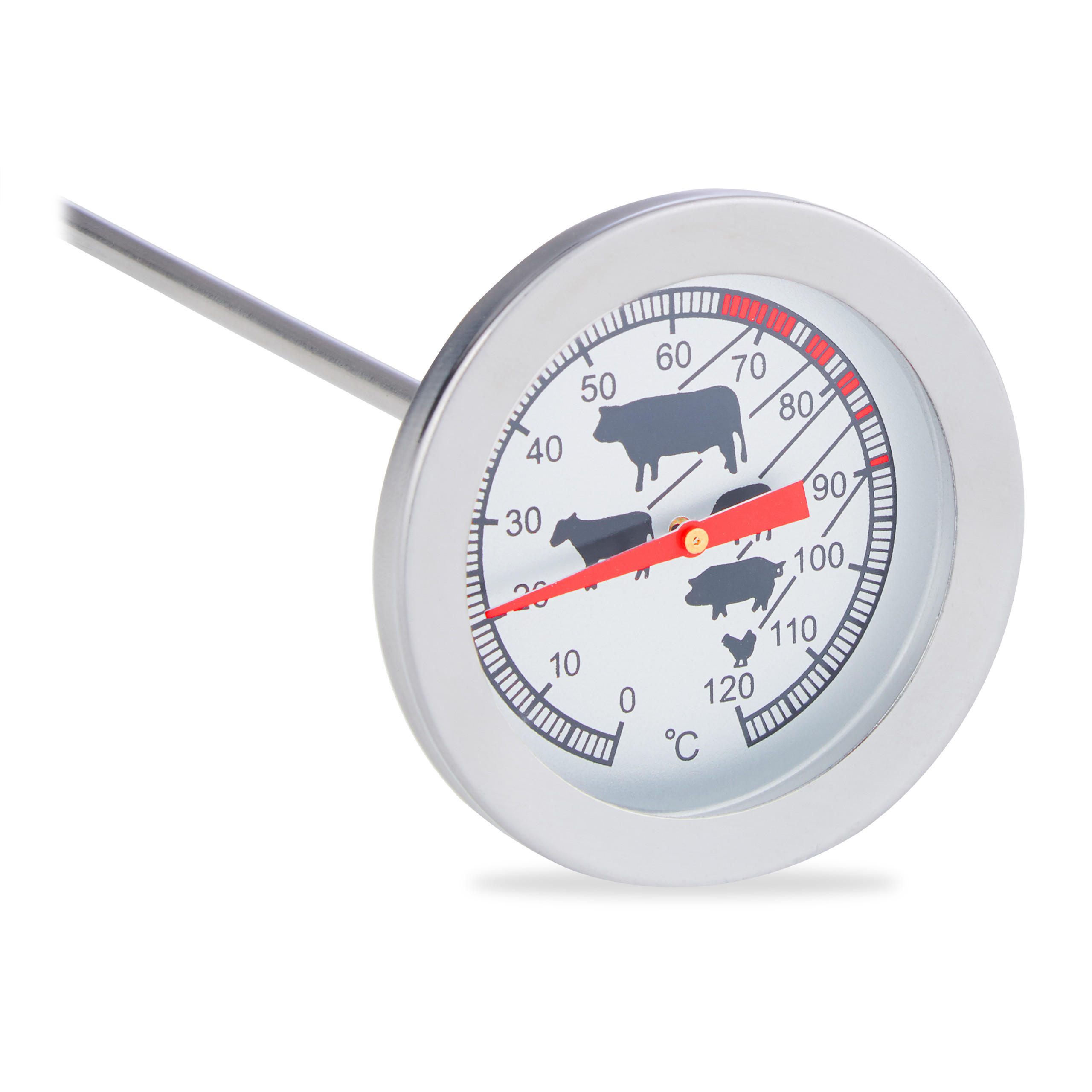 ANALOGES Einstichthermometer - Silberfarben, Metall (5.5cm) - Relaxdays
