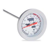 ANALOGES Einstichthermometer - Silberfarben, Metall (5.5cm) - Relaxdays