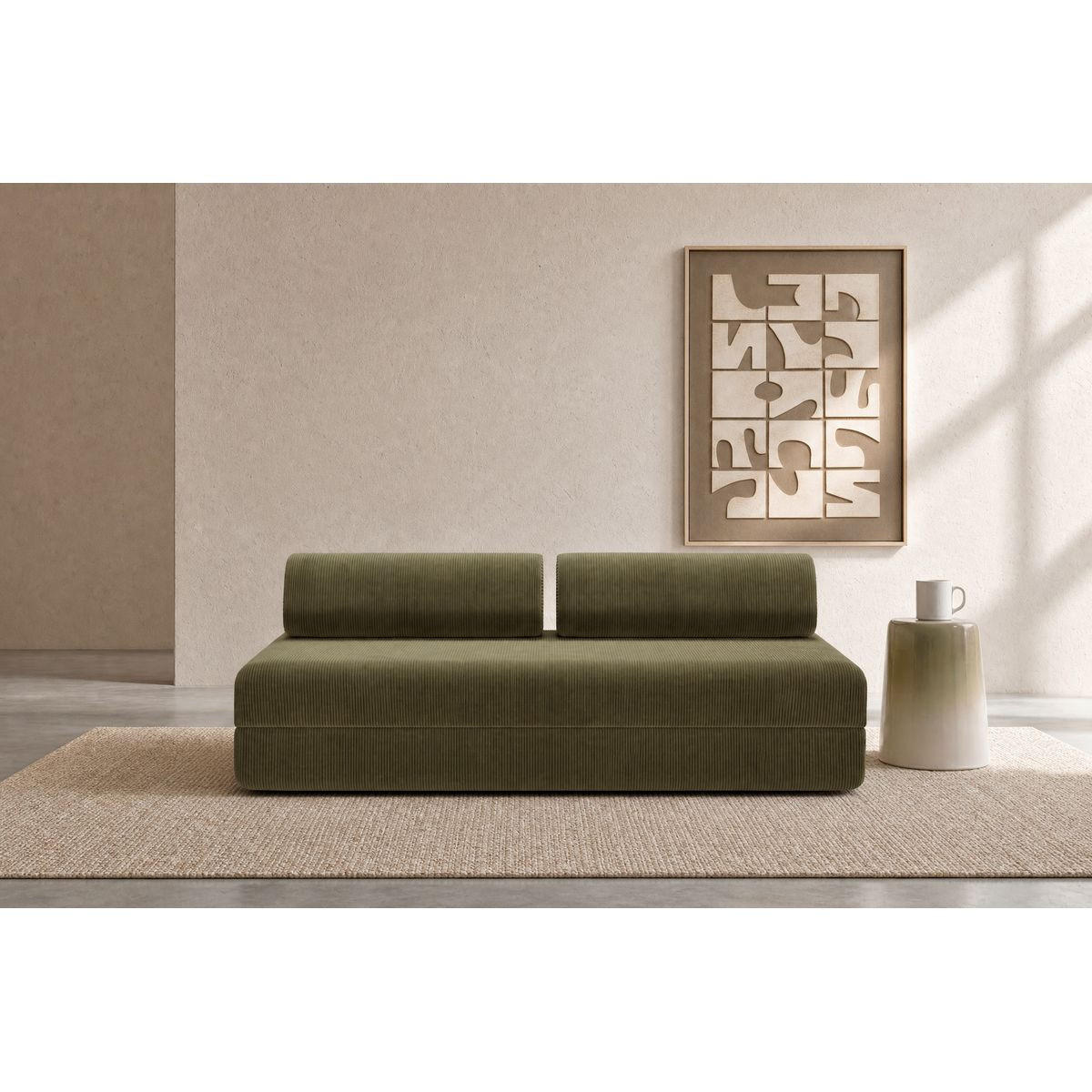 2-3-SITZER-SCHLAFSOFA aus grünem Cord - Grün, Textil (95/70.5/190cm) - Kimo