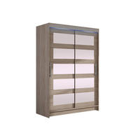 KLEIDERSCHRANK Miami IV, mit RGB LED Beleuchtung - Silberfarben/Trüffeleichefarben, Holzwerkstoff/Kunststoff (120/200/58cm) - MIRJAN24