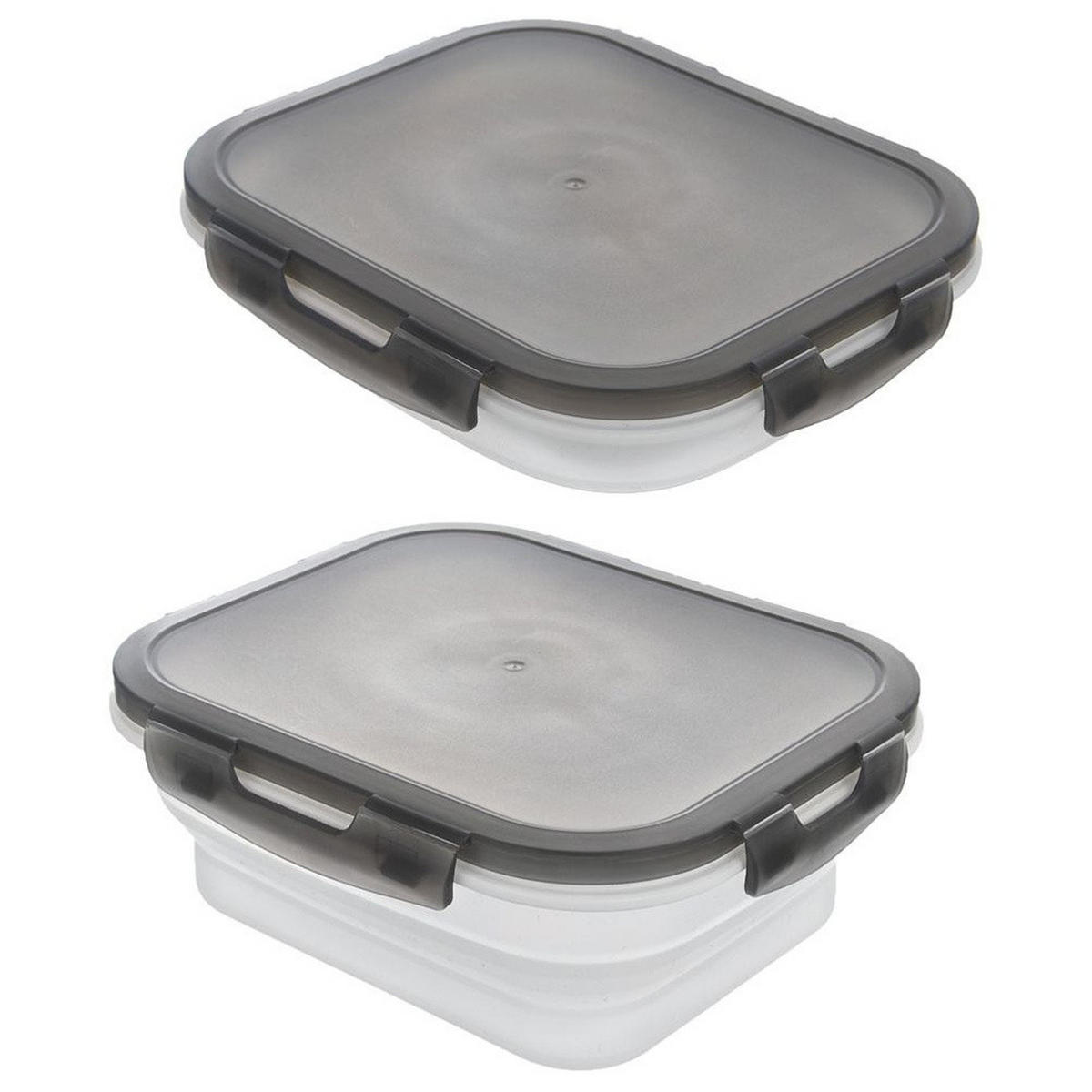 LUNCHBOX Faltbar Silikon 1 l Weiß/Grau - Weiß, Kunststoff (16/7/19cm) - Orion 