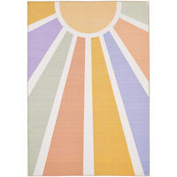 TEPPICH Kinder Flachgewebe Sonnenstrahlen-Motiv Polyamid rutschfest Kinderzimmer Multi Läufer 80x120 - Multicolor, Textil (80/120cm) - KADIMA DESIGN
