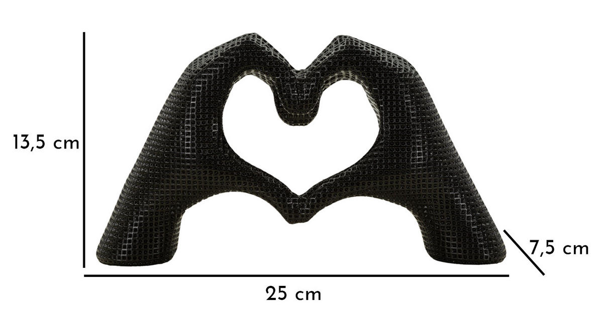 DEKOOBJEKT Hands Lover, schwarz, Polyresin, 25 x 7,5 x 13,5 cm - Schwarz, Kunststoff (25/13.5/7.5cm) - Mauro Ferretti