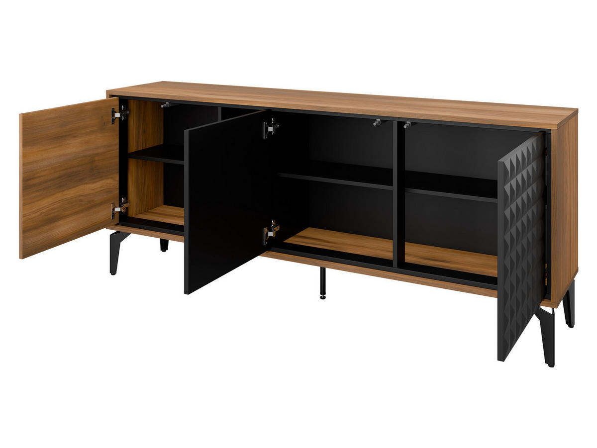 SIDEBOARD Ella 190 - Schwarz/Braun, Holzwerkstoff/Metall (190/80/40cm) - MIRJAN24
