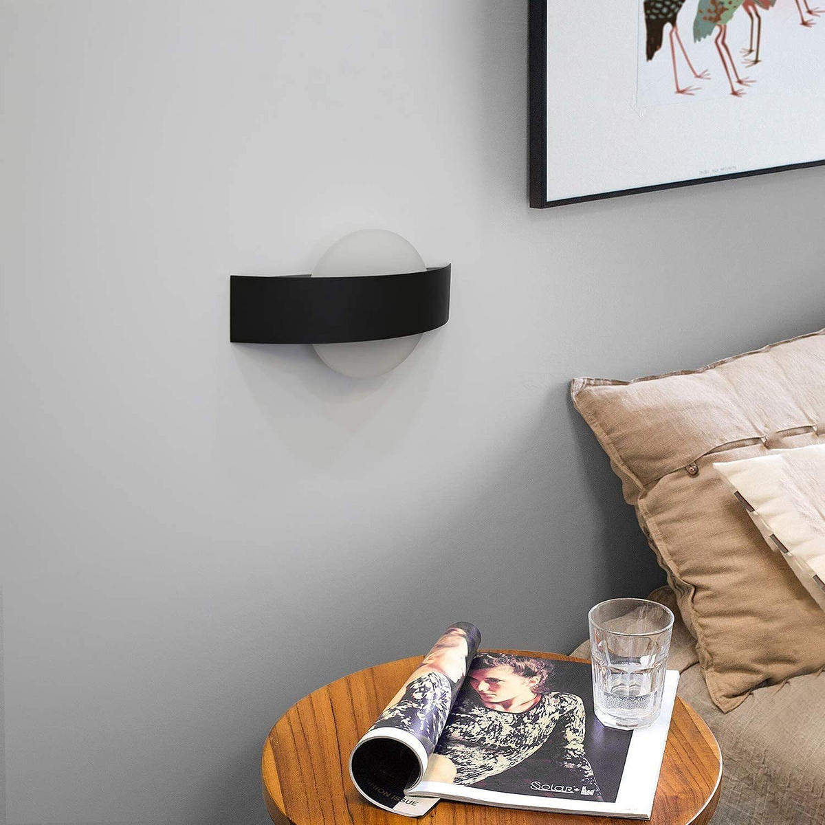 LED nástěnné svítidlo Yatcko 23,5/12/5 cm - černá, kov (12/5/23.5cm) - Nettlife