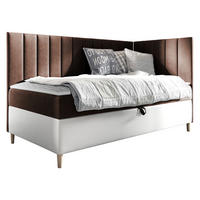 BOXBETT Maja Junior 3, Seite zum Öffnen des Bettkastens: Rechts - Weiß/Braun, Holz (100/200cm) - MIRJAN24