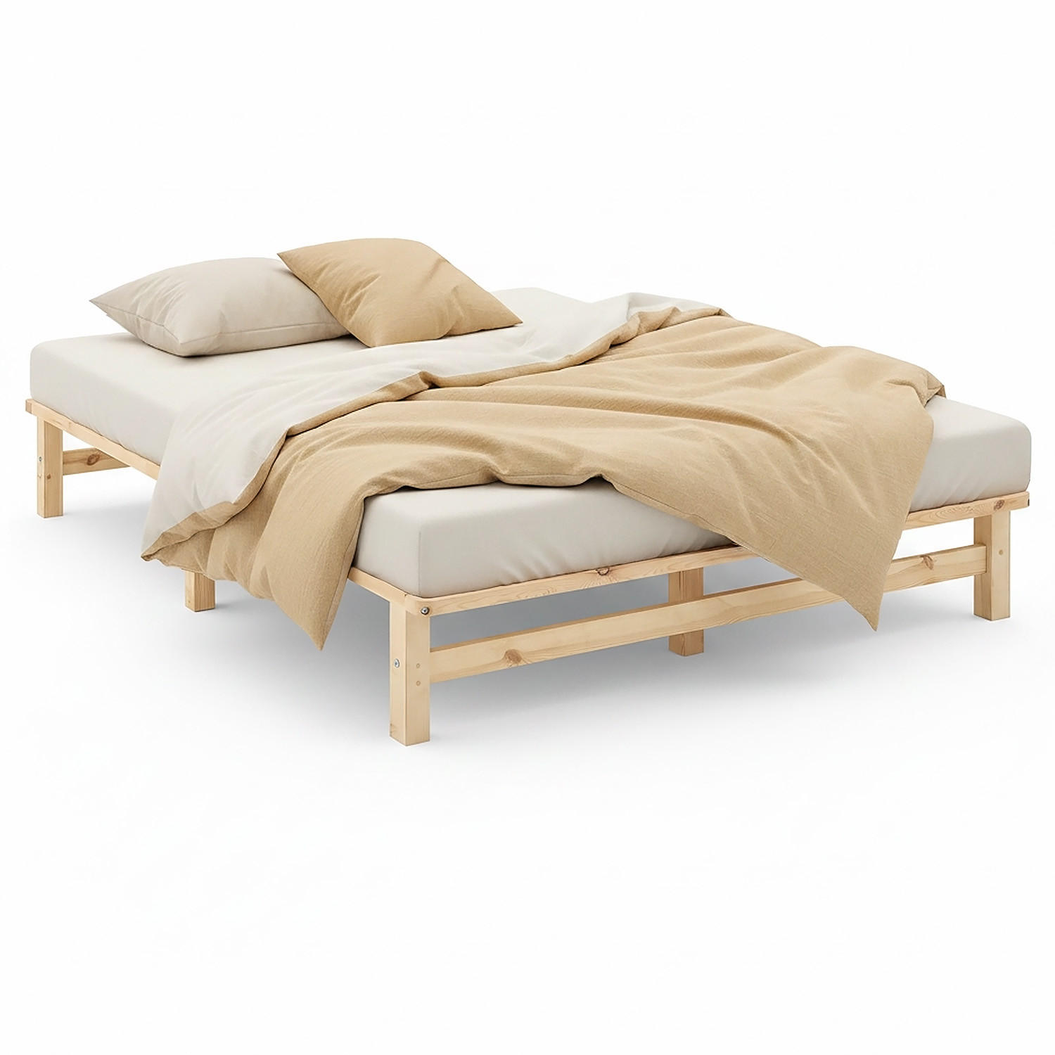 HOLZBETT Palettenbett 140/200 cm natur - Braun, Holz (140/200cm) - Homestyle4u