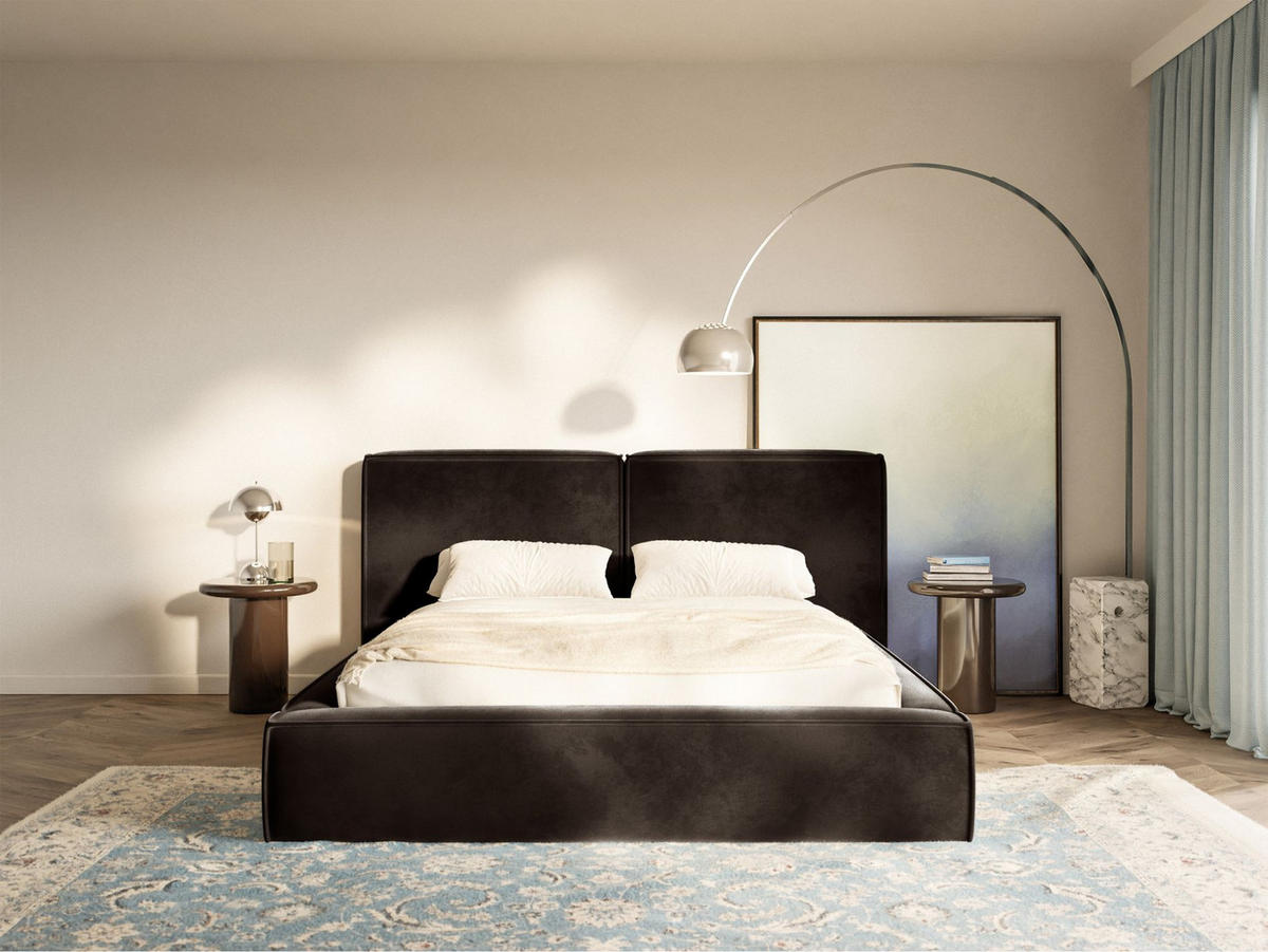 POLSTERBETT Tilves Braun 140x200 cm - Schwarz/Braun, Kunststoff/Textil (140/200cm) - Selsey