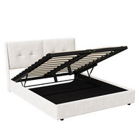 POLSTERBETT 140x200 cm mit LED, Samt - Beige, Holz (140/200cm)