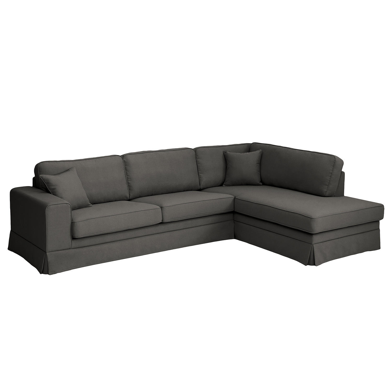 ECKSOFA mit Husse - Ottomane, Webstoff - Anthrazit/Schwarz, Kunststoff/Textil (297/210cm) - home24