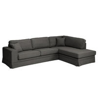 ECKSOFA mit Husse - Ottomane, Webstoff - Anthrazit/Schwarz, Kunststoff/Textil (297/210cm) - home24
