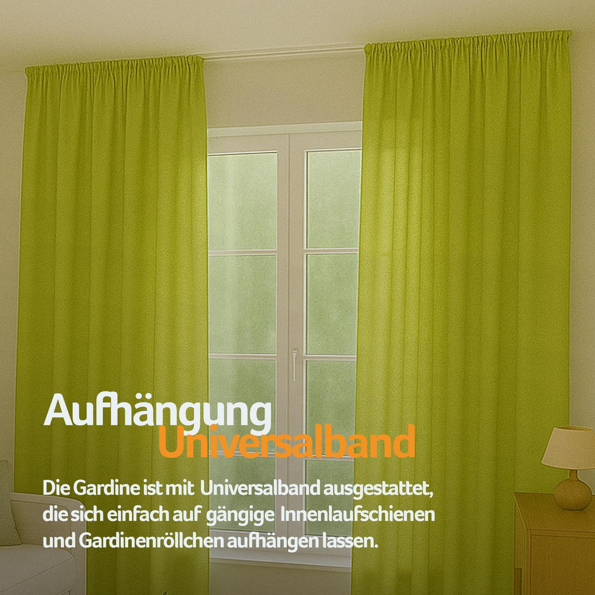 GARDINE Universalband "blickdicht" 2er Pack Grün 140x145 cm - Grün, Textil (140/145cm) - Bestlivings