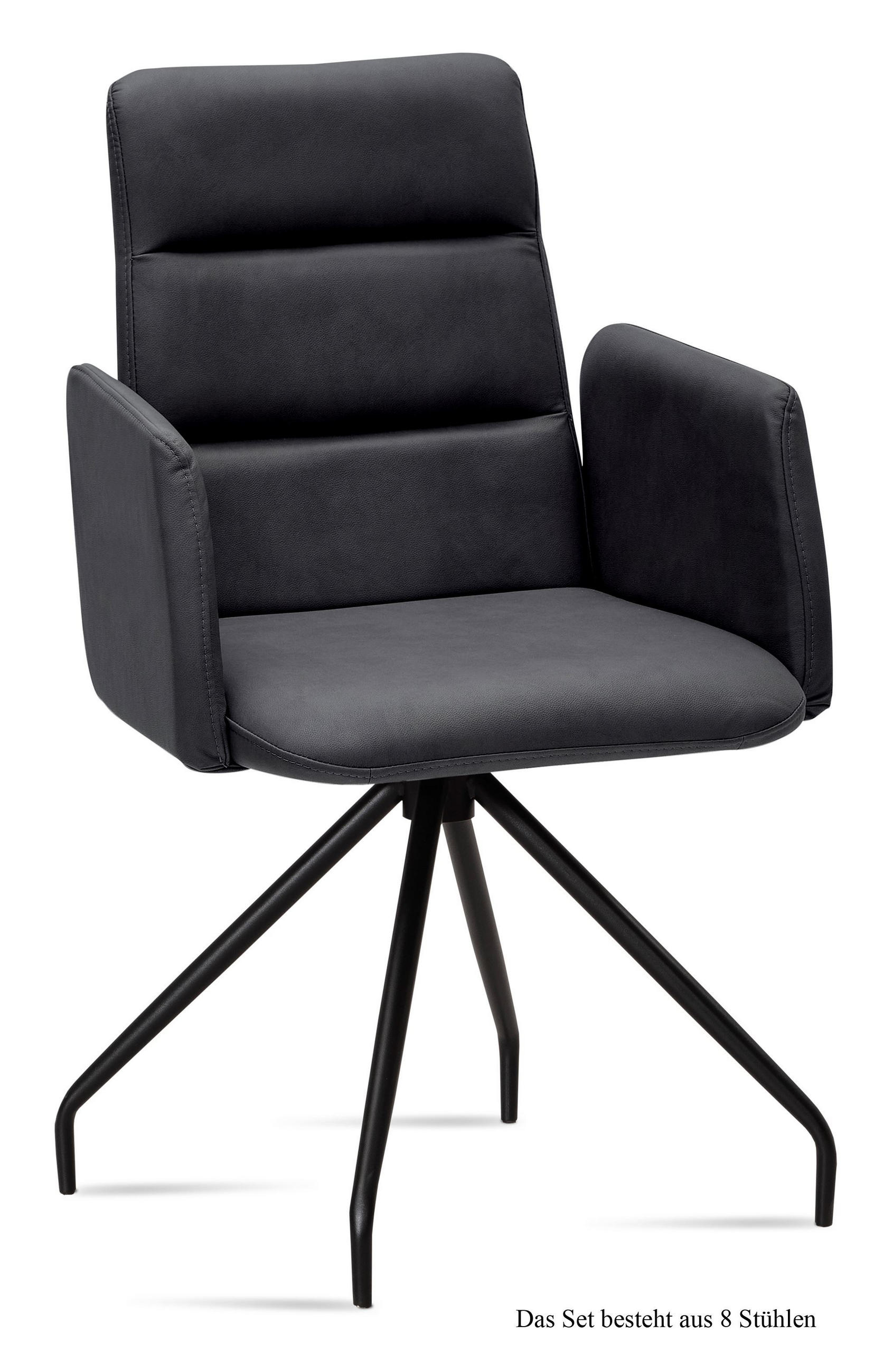 ARMLEHNSTUHL (8er-Set) Devora 52x92x60 Schwarz/Anthrazit - Anthrazit/Schwarz, Kunststoff (60/92/52cm) - 58aufmkessel