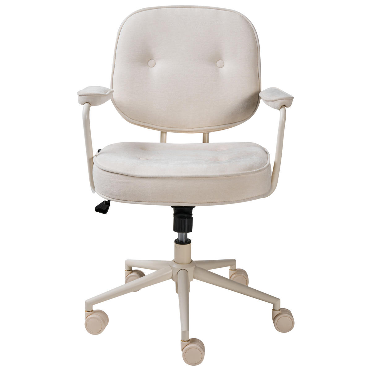 SCHREIBTISCHSTUHL Stoff Cremeweiß Paramus - Weiß, Kunststoff (60/81/65cm) - Beliani