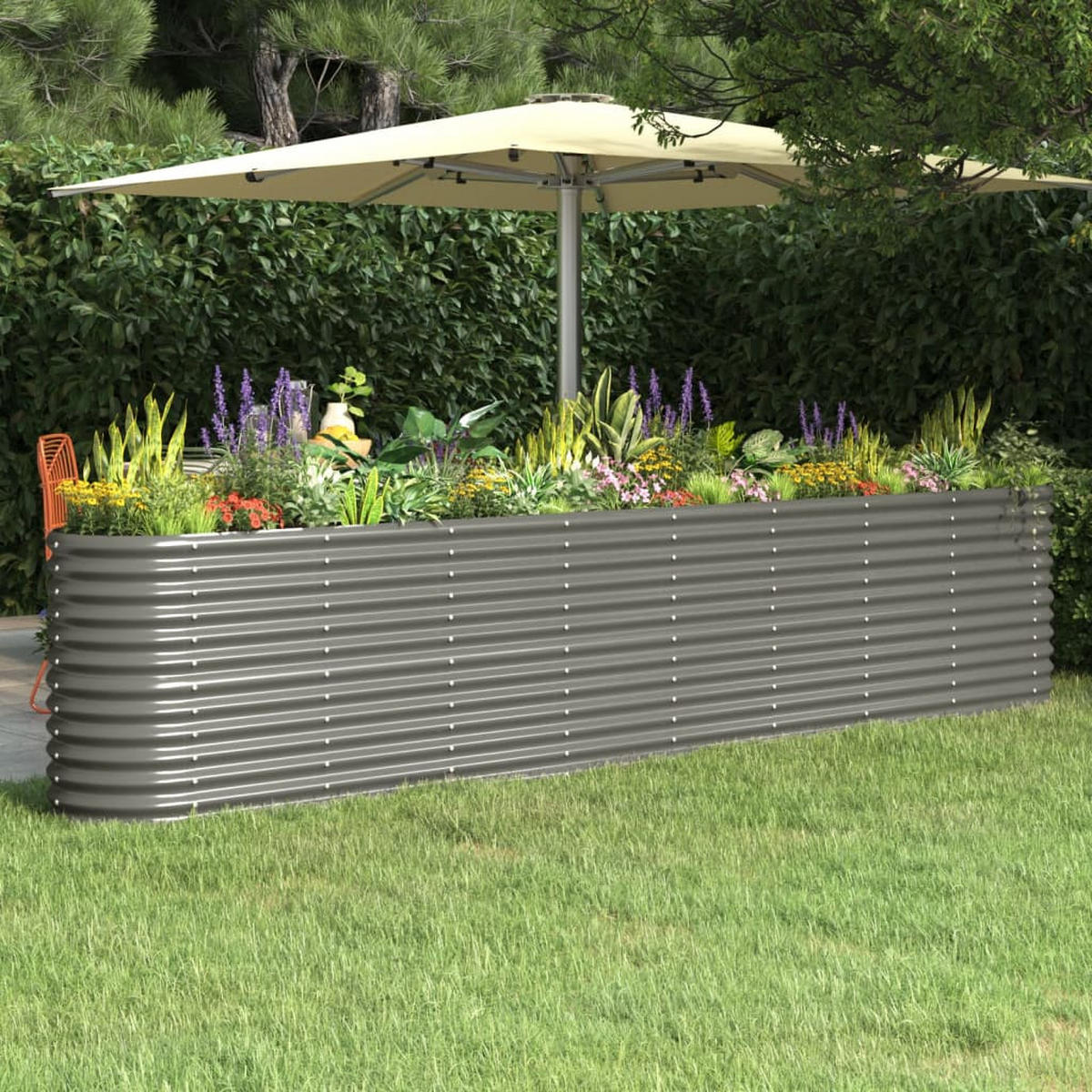 HOCHBEET Verzinkter Stahl 332/40/68 Cm Grau - Grau, Metall (332/68/40cm) - vidaXL
