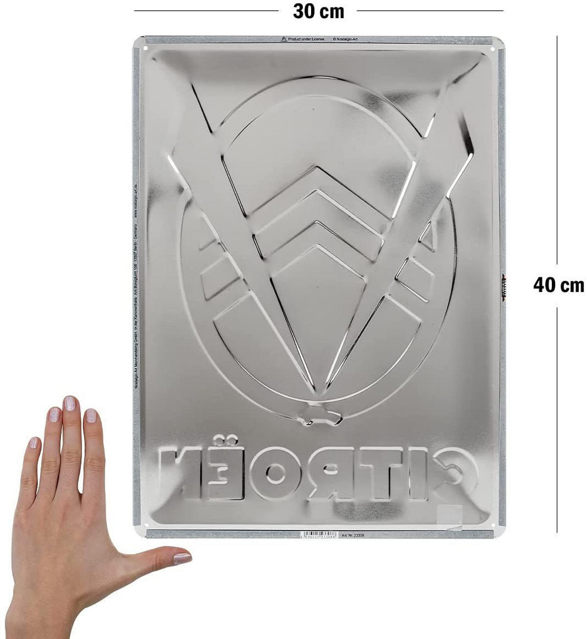 BLECHSCHILD 30/40 cm Citroen 2CV Logo Blue - Multicolor, Metall (30/40/0.2cm) - Nostalgic-Art