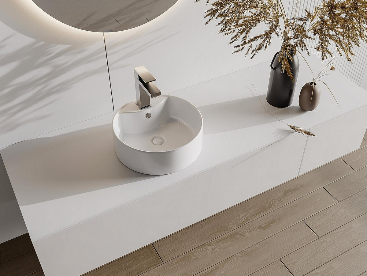 AUFSATZWASCHBECKEN rund aus Keramik - Weiß - 40 cm - DARINI - Weiß, Keramik (40/14/40cm) - Vente-Unique