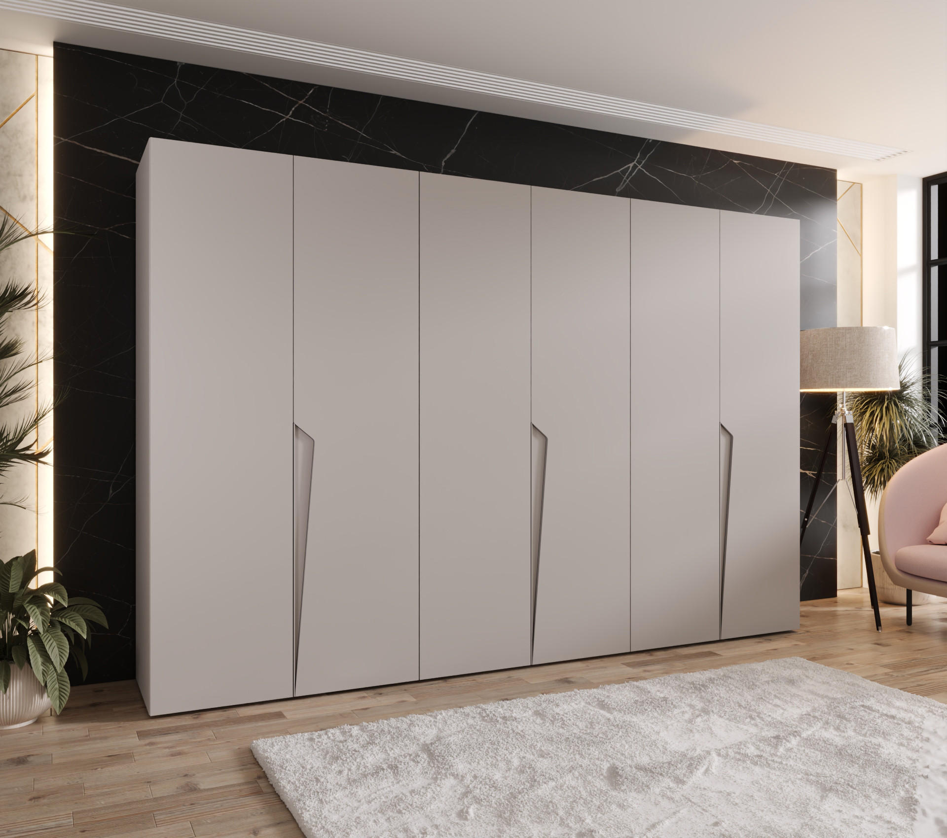 DREHTÜRENSCHRANK 202/300/52 6-türig - Beige, Holz/Metall (300/202/52cm) - Abiks Möbel