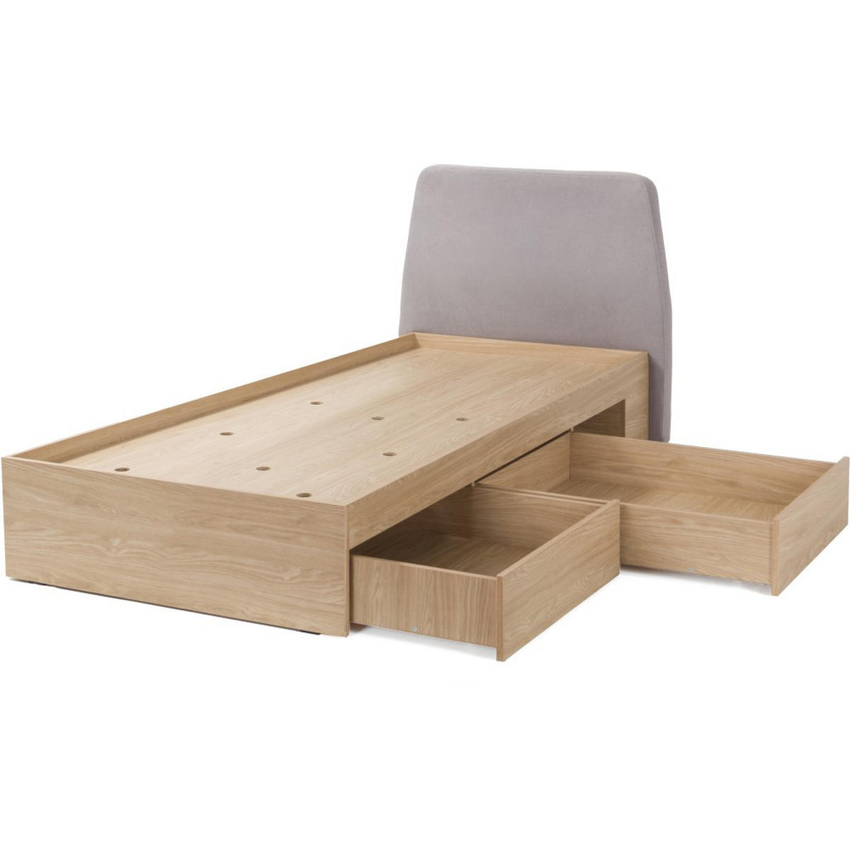 JUGENDBETT Alex mit 2 Schubladen, 90x200 cm, Sandbeige - Beige/Schwarz, Holzwerkstoff (90/200cm) - Beautysofa