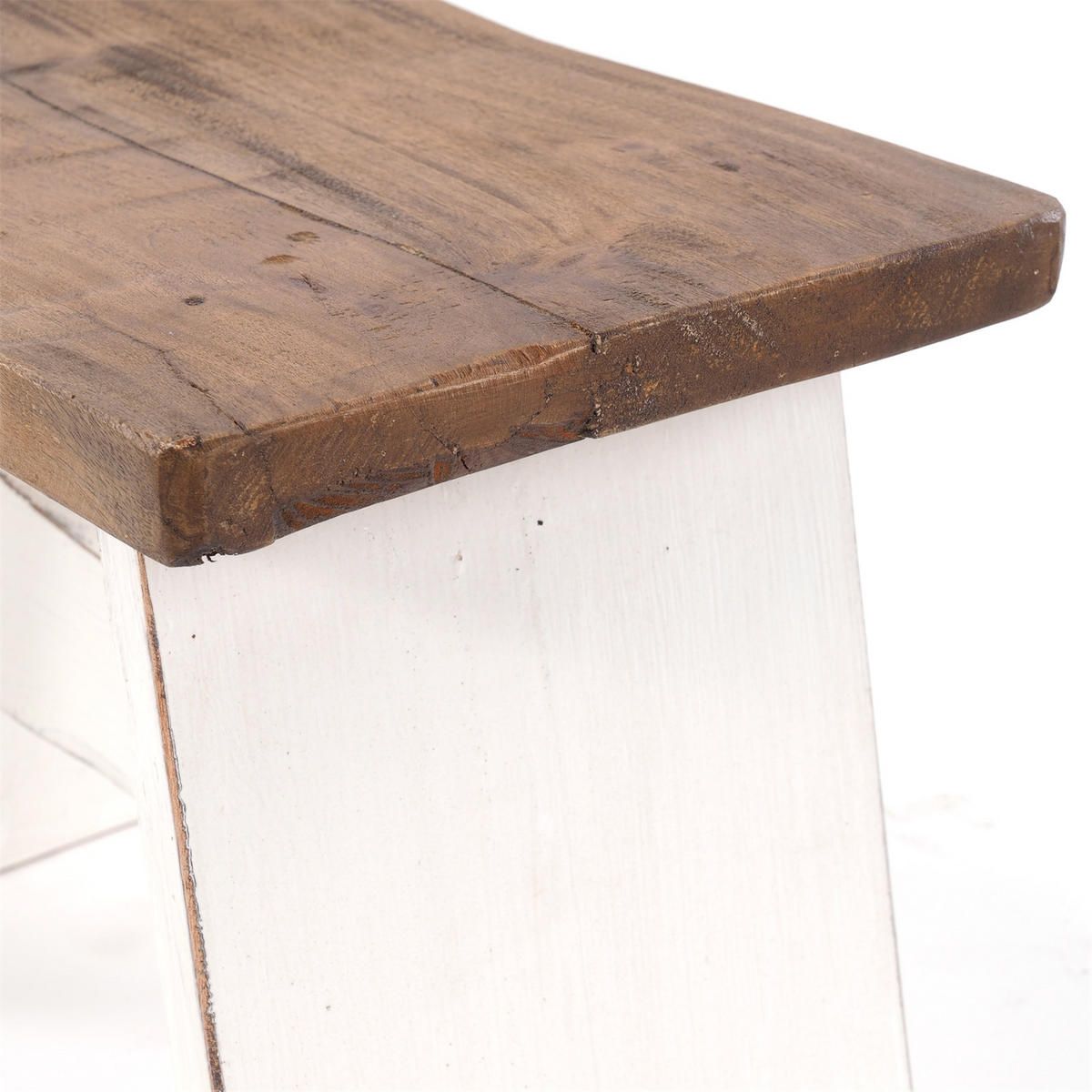 HOCKER SCHEMEL 40 Mahagoni Massivholz 06 weiß-landhaus - Weiß, Holz (40/31/25cm) - DESIGN DELIGHTS