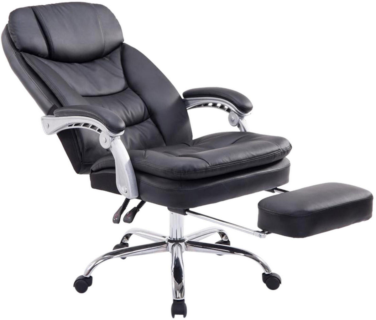 CHEFSESSEL Lederlook Schwarz - Chromfarben/Schwarz, Textil/Metall (67/112/67cm) - CLP