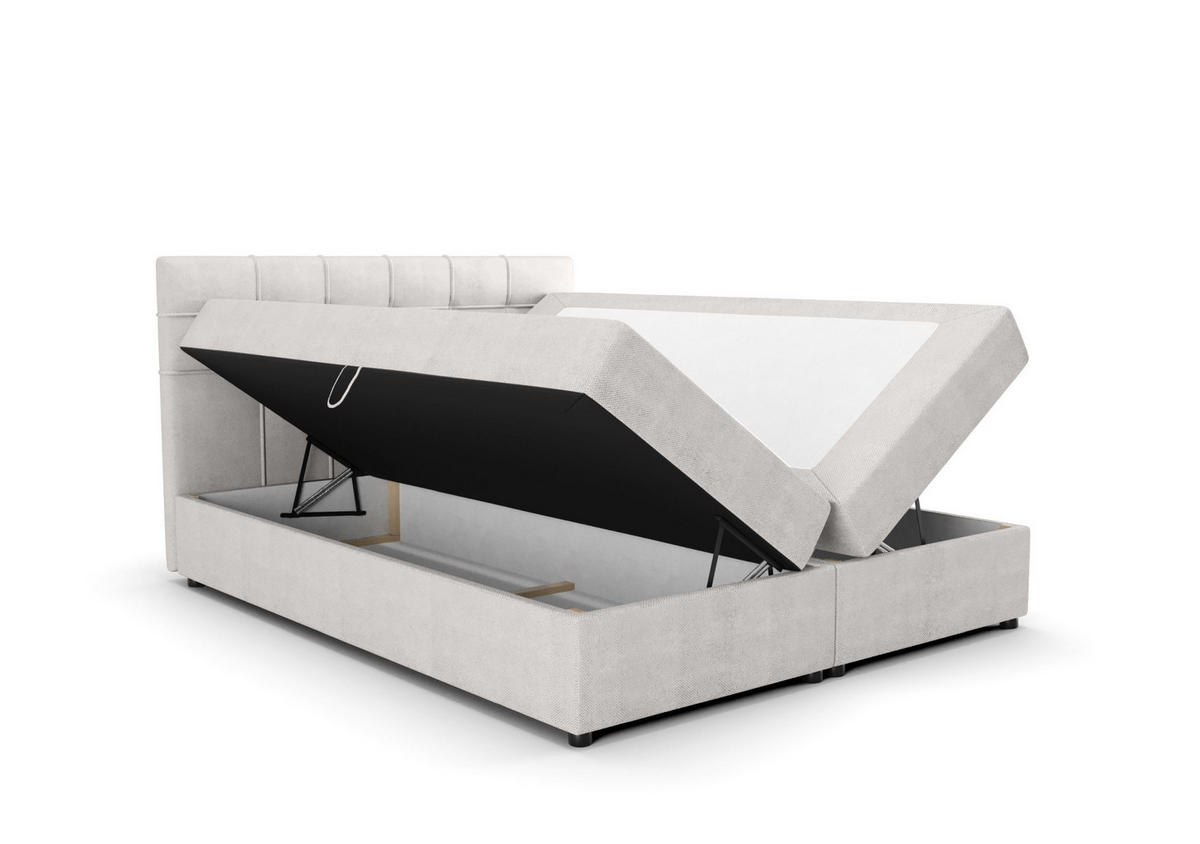 BOXBETT KIDA mit Matratze H3, Bonell und Topper 160x200 Curio 02 - Creme, Textil (160/200cm) - Bedante