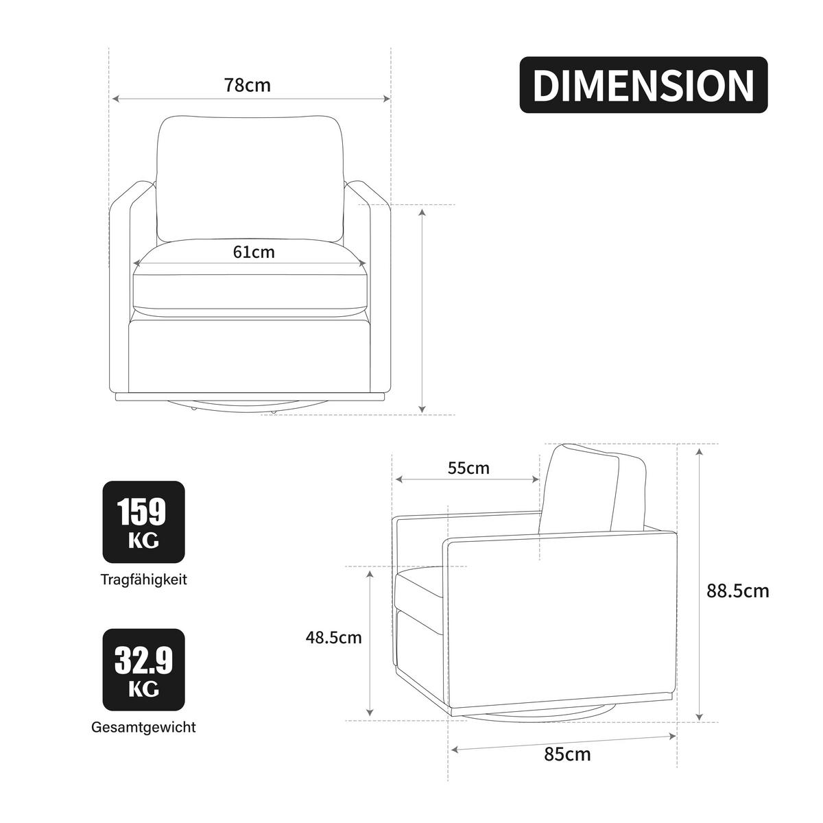 SESSEL 360° drehbar mit Armlehnen, DE-42401, Beige - Beige, Holzwerkstoff (78/88.5/85cm) - ComfortXL