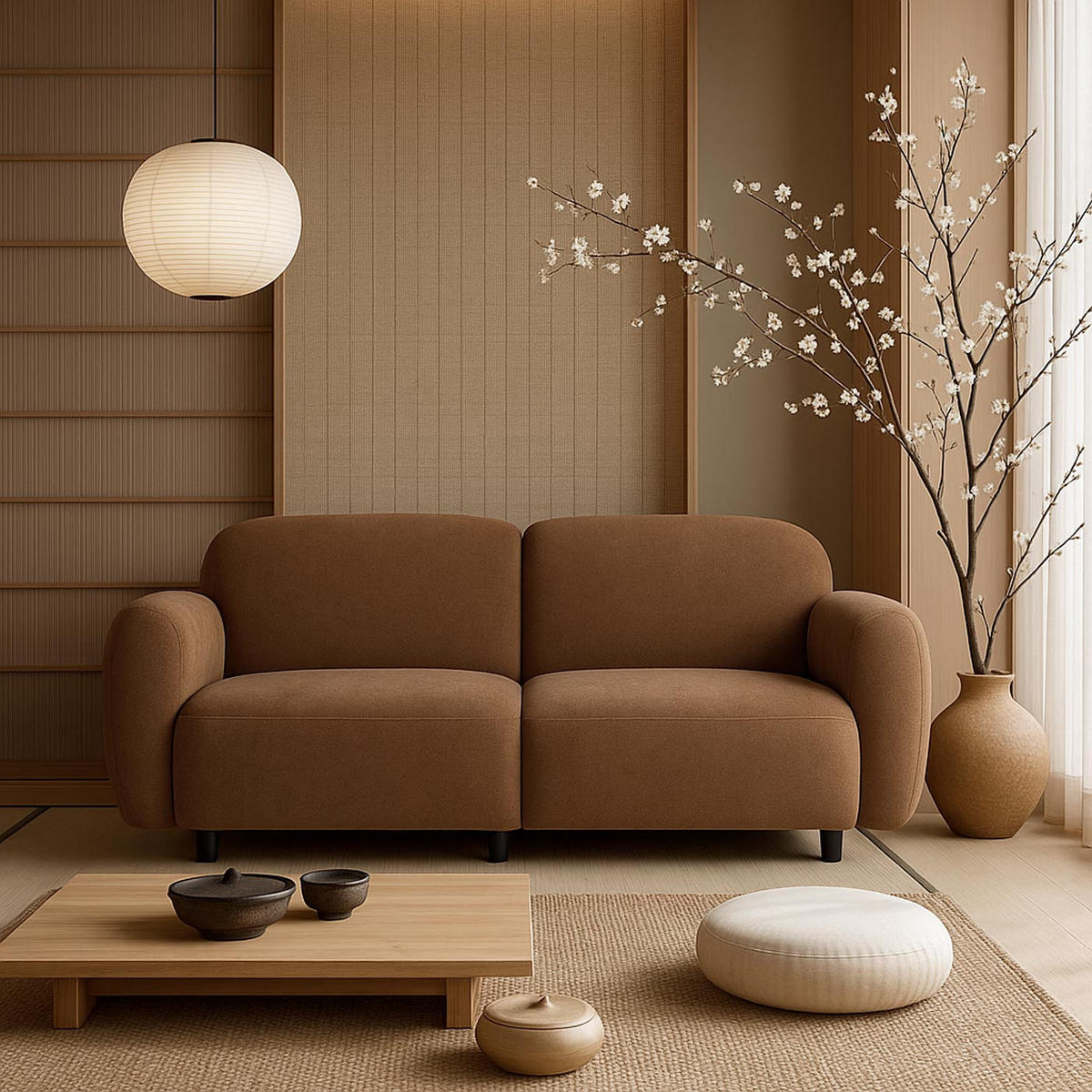 2-SEDEŽNA ZOFANJA Krema bela - krem, tekstil (148/77/79cm) - MCW