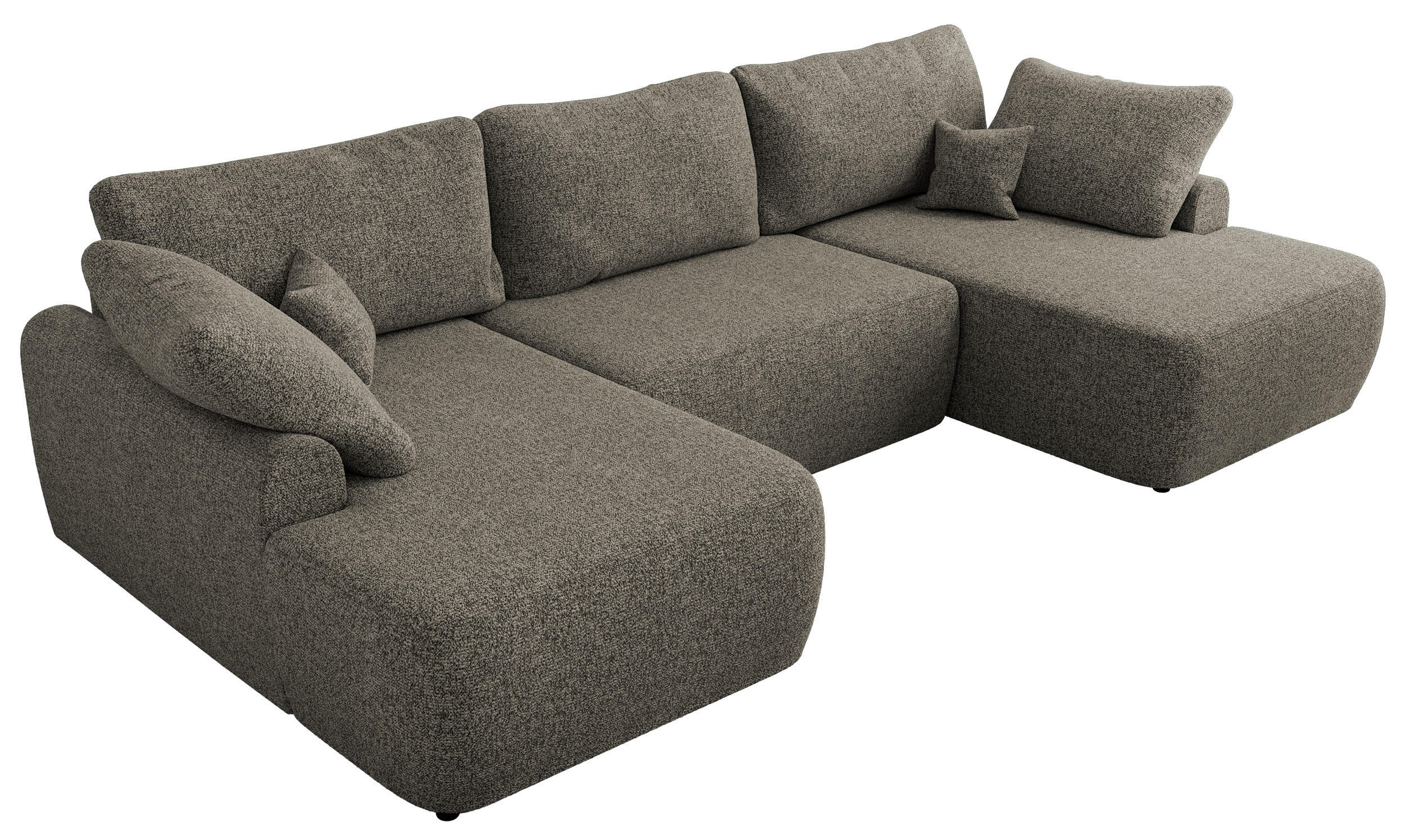 WOHNLANDSCHAFT CUBO U Grau Struktur - Schwarz/Grau, Kunststoff/Textil (370/100/187cm) - MKS