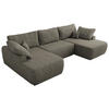 WOHNLANDSCHAFT CUBO U Grau Struktur - Schwarz/Grau, Kunststoff/Textil (370/100/187cm) - MKS