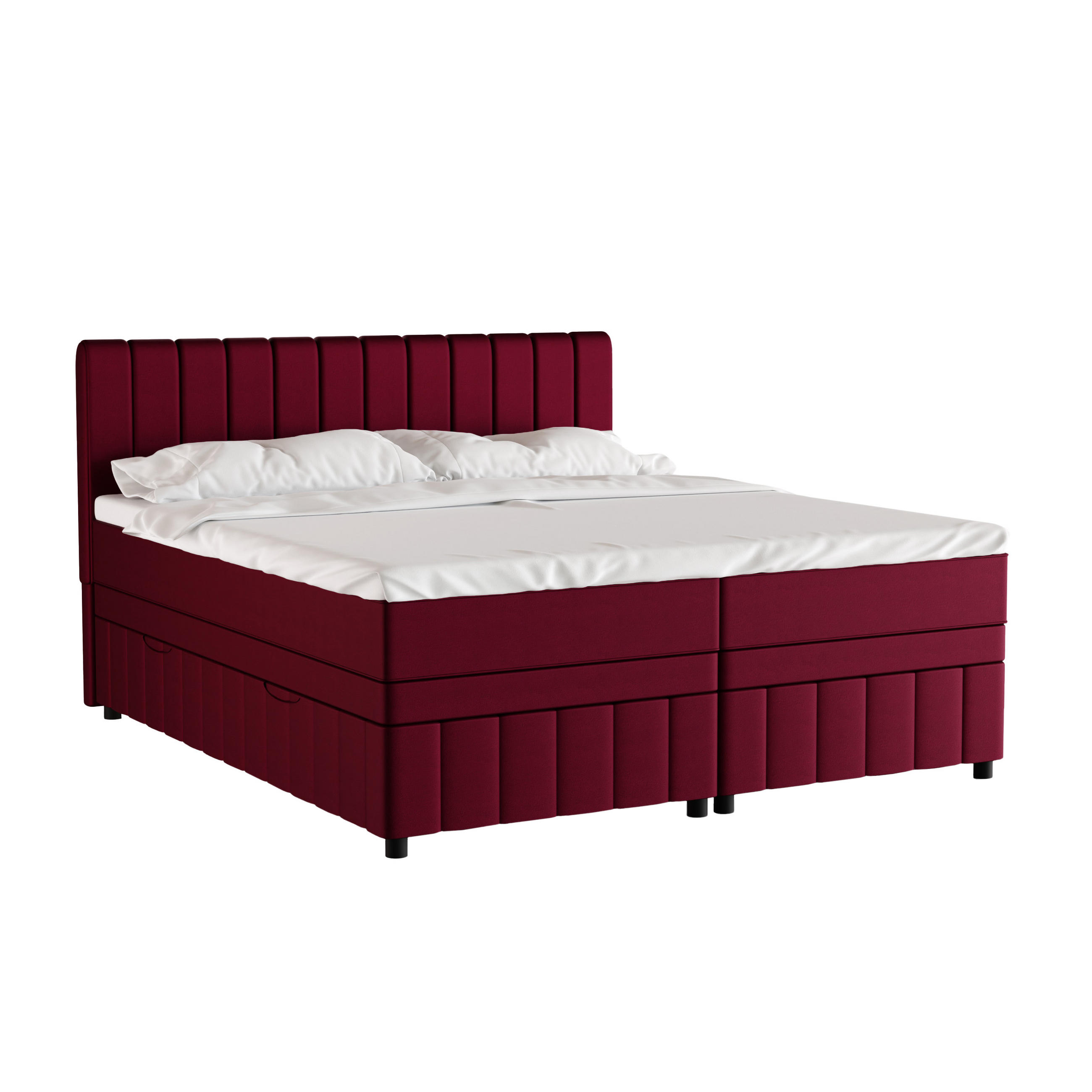 BOXBETT AVALON 180 x 200 cm mit Bettkasten und Topper - Rot - Rot, Holz - Panda Möbel
