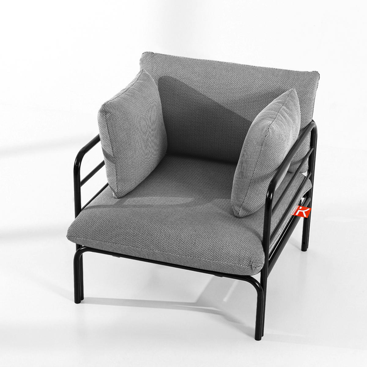 GARTENMÖBELSET RAMBE 4-tlg. 1x Tisch 2x Sessel 1x Sofa 2-Sitzer, mit Kissen, LOFT-STIL, Anthrazit - Anthrazit/Schwarz, Glas/Textil - KONSIMO®